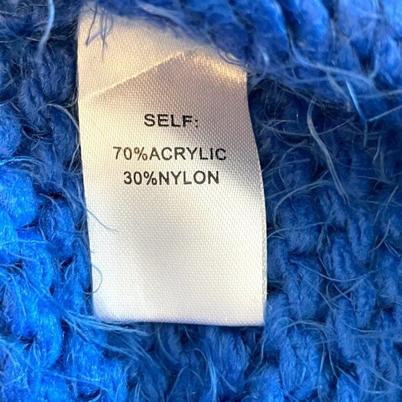 RENEE C Cable Knit Eyelash Sweater SMALL Royal Blue Cozy NEW - Picture 9 of 11